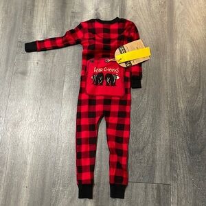 Lazy One 'Bear Cheeks' pajamas red and black plaid NEW